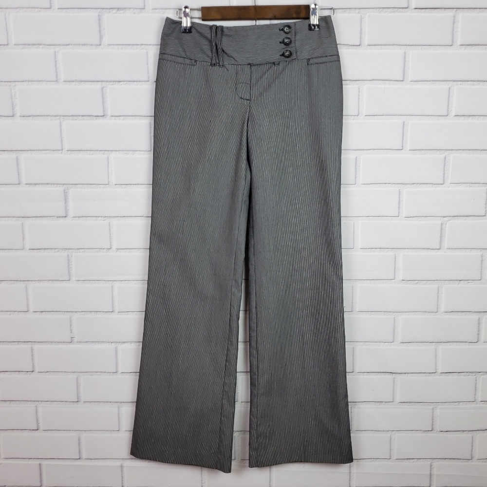 Womens Pinstripe Career Dress‎ Pants Trousers Size 3 Straight Leg Gray